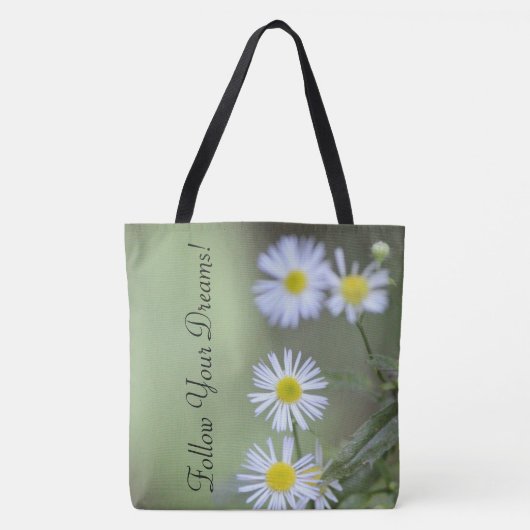 Wilde bloemen met groen tote bag (Voorkant)