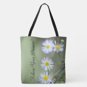 Wilde bloemen met groen tote bag (Achterkant)