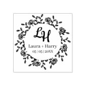 Wilde bloemen met Initialen voor bruiloft Rubberstempel (Afrduk)