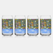 Wilde bloemen met madeliefjes blikvorm glas (Achterkant)