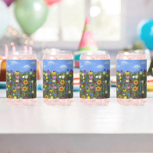 Wilde bloemen met madeliefjes blikvorm glas (Insitu (Verjaardag))