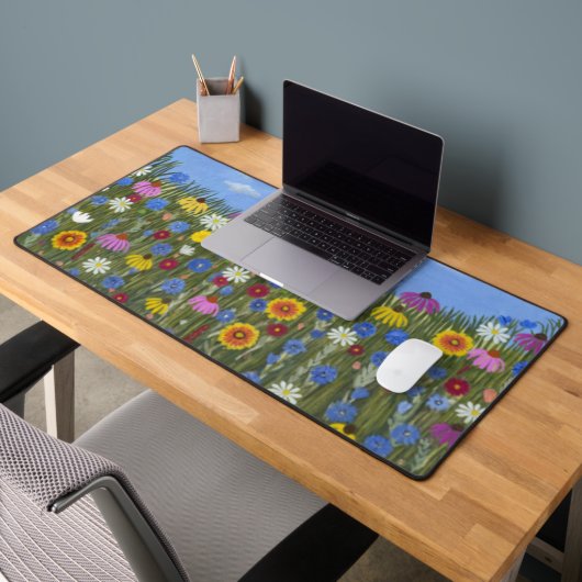 Wilde bloemen met madeliefjes bureaumat (Kantoor 2)