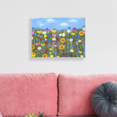 Wilde bloemen met madeliefjes canvas afdruk (Insitu (Woonkamer))