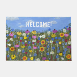 Wilde bloemen met madeliefjes deurmat