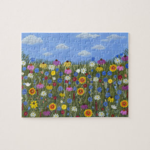 Wilde bloemen met Madeliefjes Legpuzzel