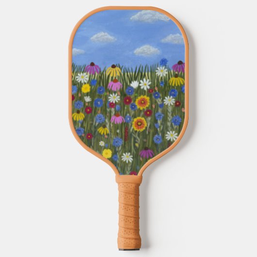 Wilde bloemen met madeliefjes pickleball paddle (Voorkant)