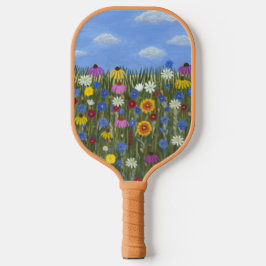 Wilde bloemen met madeliefjes pickleball paddle