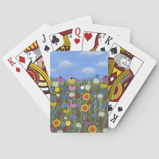 Wilde bloemen met madeliefjes pokerkaarten (Achterkant)