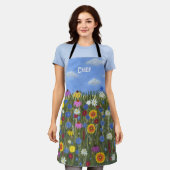 Wilde bloemen met madeliefjes schort (Gedragen)