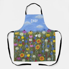 Wilde bloemen met madeliefjes schort
