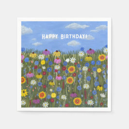 Wilde bloemen met madeliefjes servet