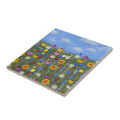 Wilde bloemen met madeliefjes tegeltje (Zijkant)