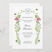 Wilde bloemen met monogram paasmakerij aankondiging (Voorkant / Achterkant)