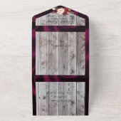 Wilde bloemen met Paarse lint en lights bruiloft All In One Uitnodiging (Buitenkant)