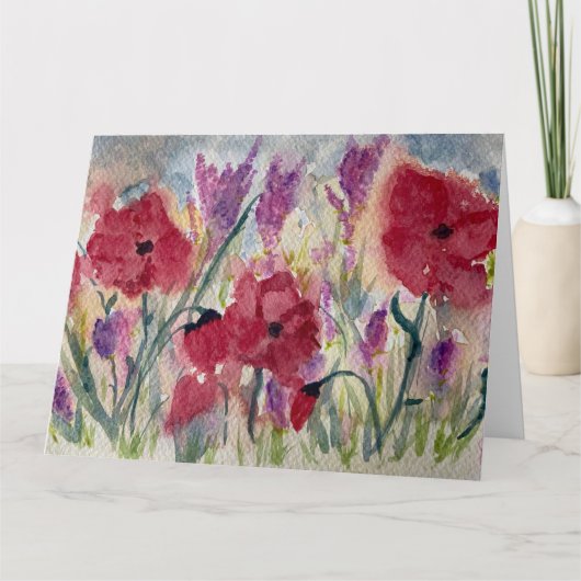 Wilde bloemen met papaver bedankkaart (Voorkant)