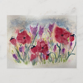 Wilde bloemen met papaver briefkaart