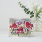 Wilde bloemen met papaver briefkaart (Staand voorkant)