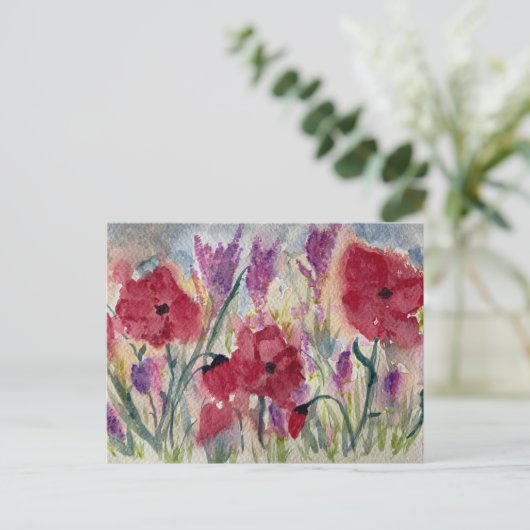 Wilde bloemen met papaver briefkaart (Staand voorkant)