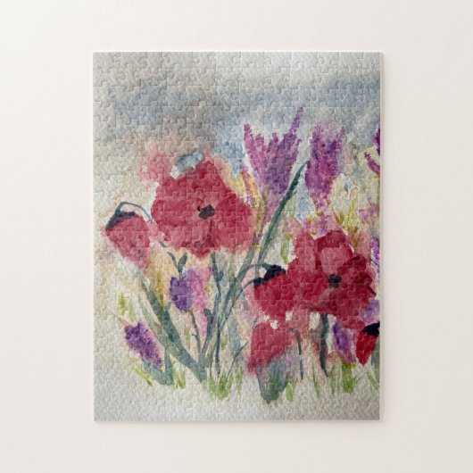 Wilde bloemen met papaver legpuzzel (Verticaal)