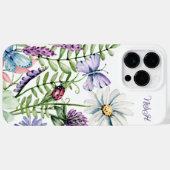 Wilde Bloemen met Vlinder Monogram Case-Mate iPhone Case (Achterkant (horizontaal))