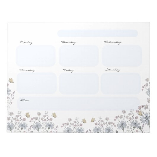 Wilde bloemen met vlinder notitieblok (Voorkant)