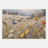 Wilde bloemen met vlinders inpakpapier vel (Voorkant 3)