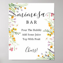 Wilde bloemen Mimosa Bar Sign Poster