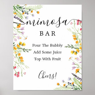 Wilde bloemen Mimosa Bar Sign Poster
