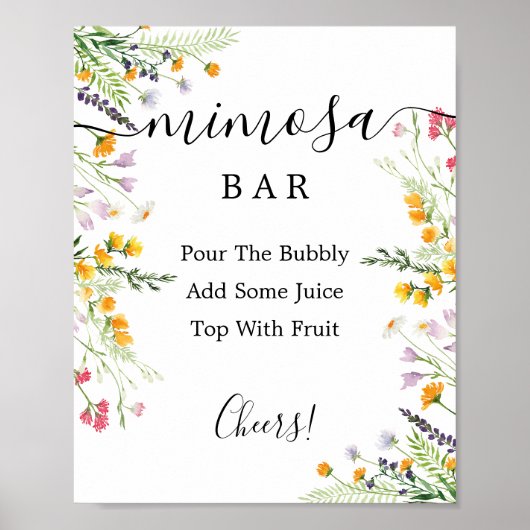 Wilde bloemen Mimosa Bar Sign Poster (Voorkant)