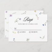 Wilde bloemen minimalistisch elegant RSVP kaartje (Voorkant / Achterkant)