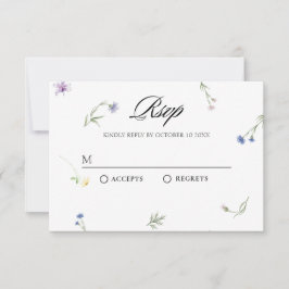Wilde bloemen minimalistisch elegant RSVP kaartje