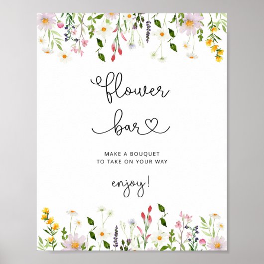 Wilde bloemen minimalistisch ventilatorstang poster (Voorkant)