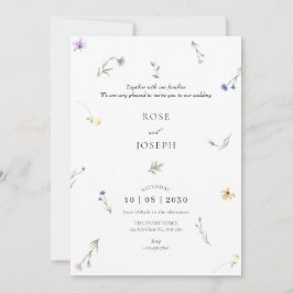 Wilde bloemen minimalistische elegante bruiloft kaart
