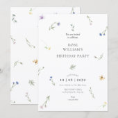 Wilde bloemen minimalistische elegante verjaardag kaart (Voorkant / Achterkant)