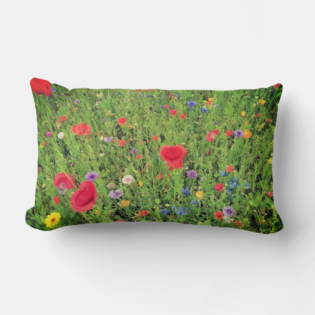 Wilde bloemen mix Lumbar kussen (Voorkant)