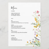 Wilde bloemen modern menu kaart met monogram op ac (Voorkant)