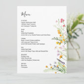 Wilde bloemen moderne menukaart met monogram op ac (Staand voorkant)