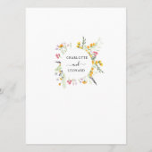 Wilde bloemen moderne menukaart met monogram op ac (Achterkant)
