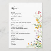 Wilde bloemen moderne menukaart met monogram op ac (Voorkant)