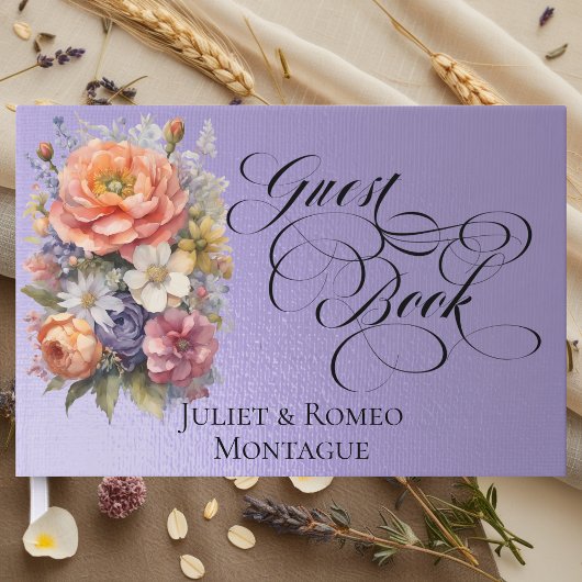 Wilde Bloemen & Monogram - Blauwe Sering Gastenboek
