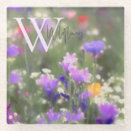 Wilde bloemen Monogram Glazen Onderzetter