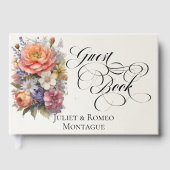 Wilde Bloemen & Monogram - Ivoor Gastenboek (Voorkant)