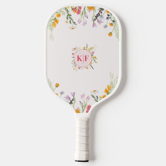 Wilde bloemen Monogram Pickleball Paddle (Achterkant)
