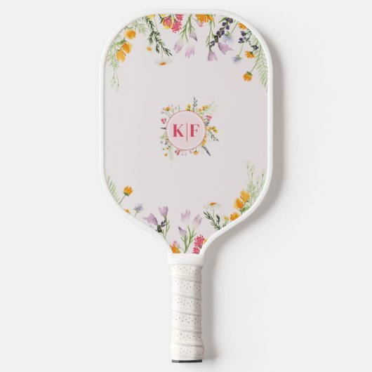 Wilde bloemen Monogram Pickleball Paddle (Voorkant)