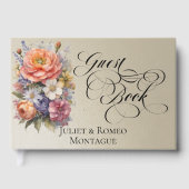 Wilde Bloemen & Monogram - Tarwe Gastenboek (Voorkant)