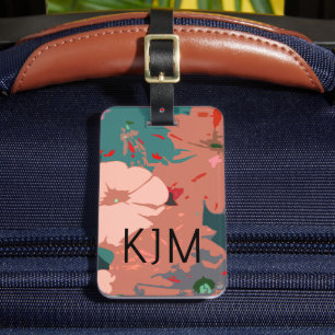 Wilde Bloemen Monogrammen Bloem Motief Maatwerk Na Bagagelabel