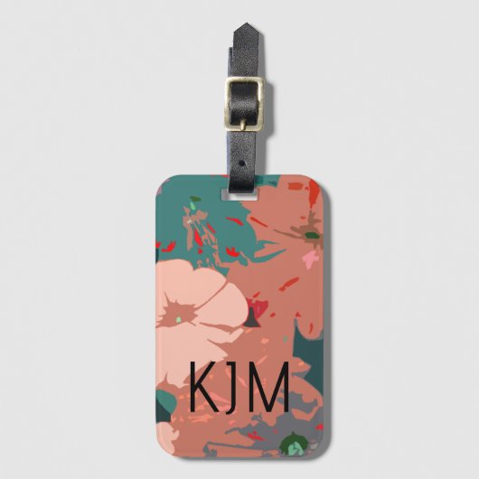 Wilde Bloemen Monogrammen Bloemige Bruiloften Cade Bagagelabel (Voorkant (verticaal))