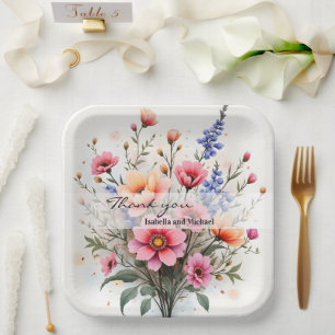 Wilde Bloemen Mooie Moderne Luxe Collectie Papieren Bordje
