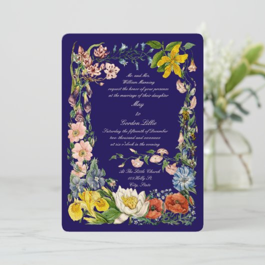 Wilde bloemen Multi gekleurde botanische kunst gre Kaart (Staand voorkant)