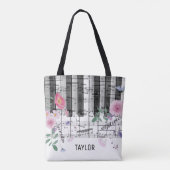 wilde bloemen muzieknoten piano tote bag (Achterkant)